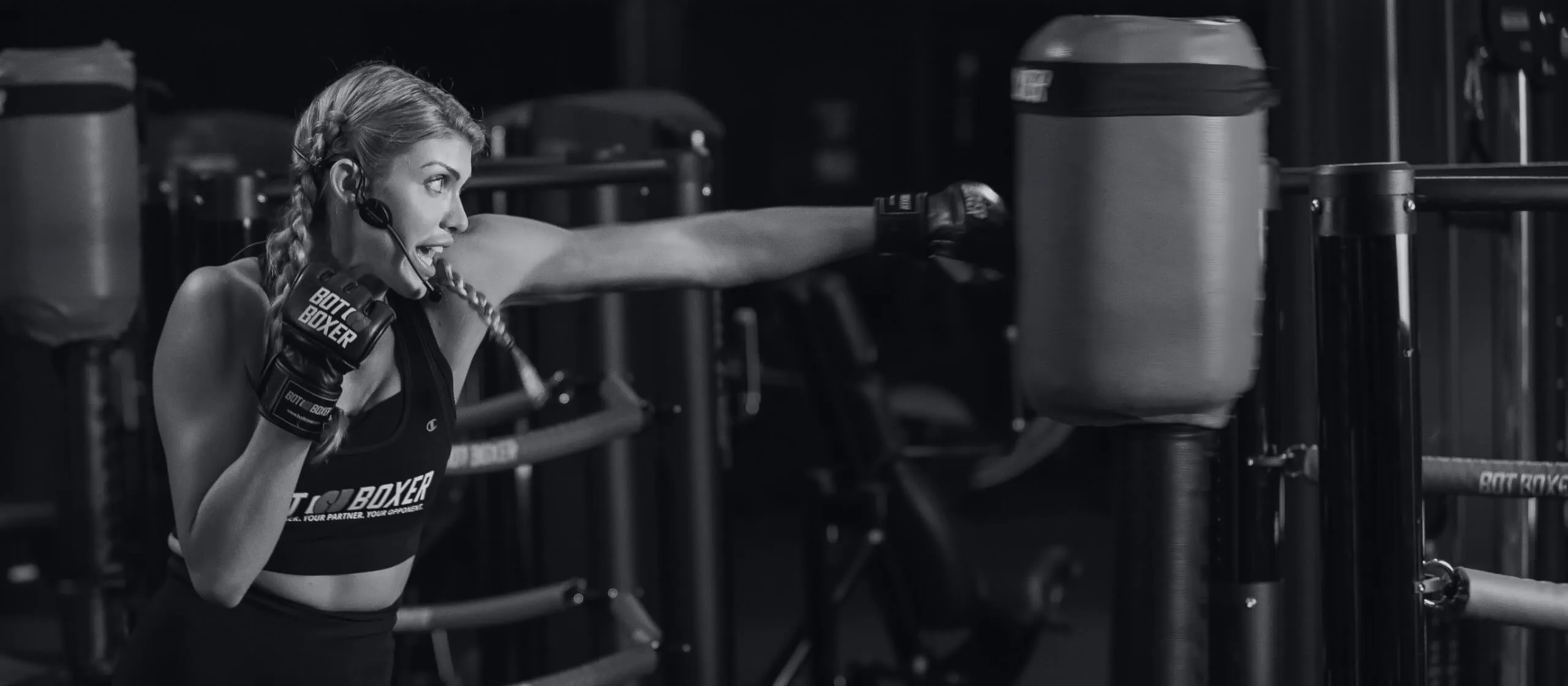 Woman boxing with BotBoxer