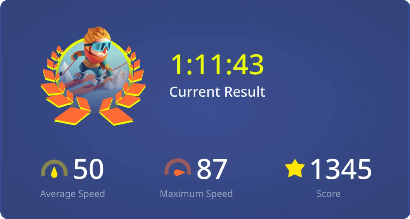 Illustration of skier for Result screen of the simulator interface